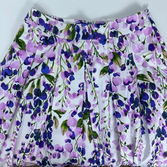 NWT Talbots Wisteria Print Midi Skirt Pleated Pockets Floral White Purple 2 - Picture 5 of 7